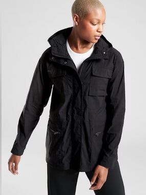 Athleta Womens Black Outpost Hooded Jacket sz XL